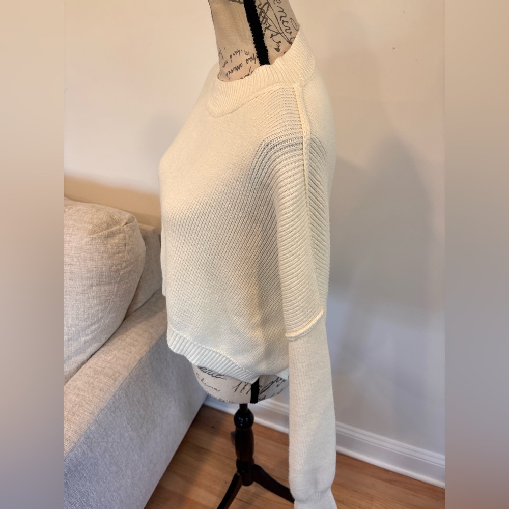 Free People Easy Street Crop Pullover Sweater in Ivory size small - Picture 3 of 8